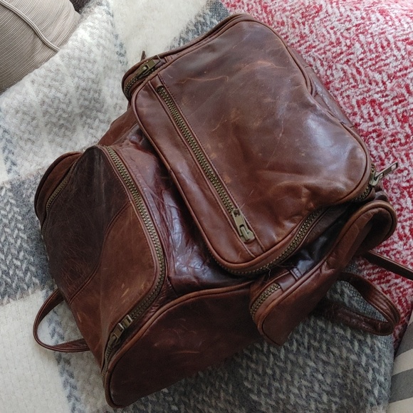 Pueblo Bags Handmade Vintage Leather Backpack Pueblo Mexico Boho